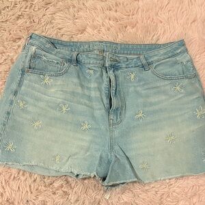 American Eagle Outfitters Light Blue Floral Jean Shorts